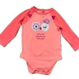 Garanimals Pink Owl bodysuit Short Sleeve baby girl size 18 months